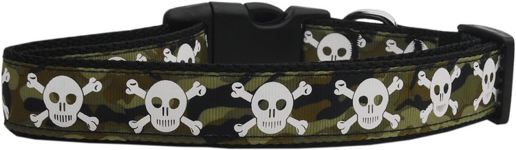 Camo Skulls Nylon Dog Collar SM